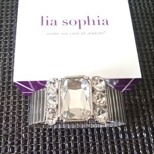 Lia Sophia Crystal Bling Silver Stretch Bracelet